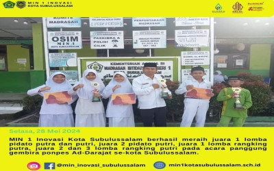 Berhasil Raih Juara I dalam Lomba Pidato pada acara panggung gembira ponpes Ad-Darajat sekota Subulussalam